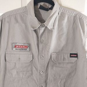 Dickies Gray Button-Up Shirt Size L